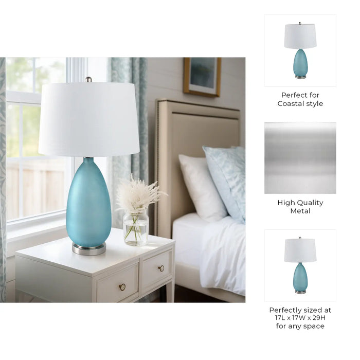 Table Lamp - Blue Frosted Glass