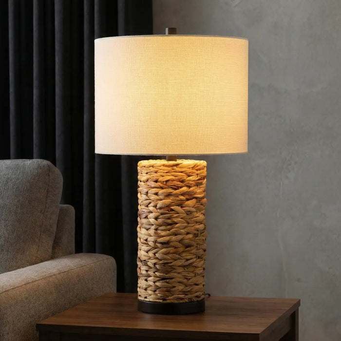 Table Lamp - Brown Metal Woven