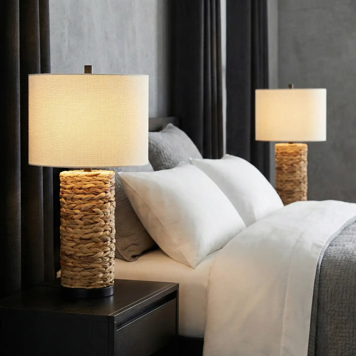 Table Lamp - Brown Metal Woven