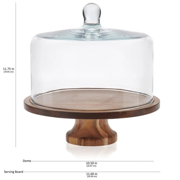 Cake stand with glass dome - footed