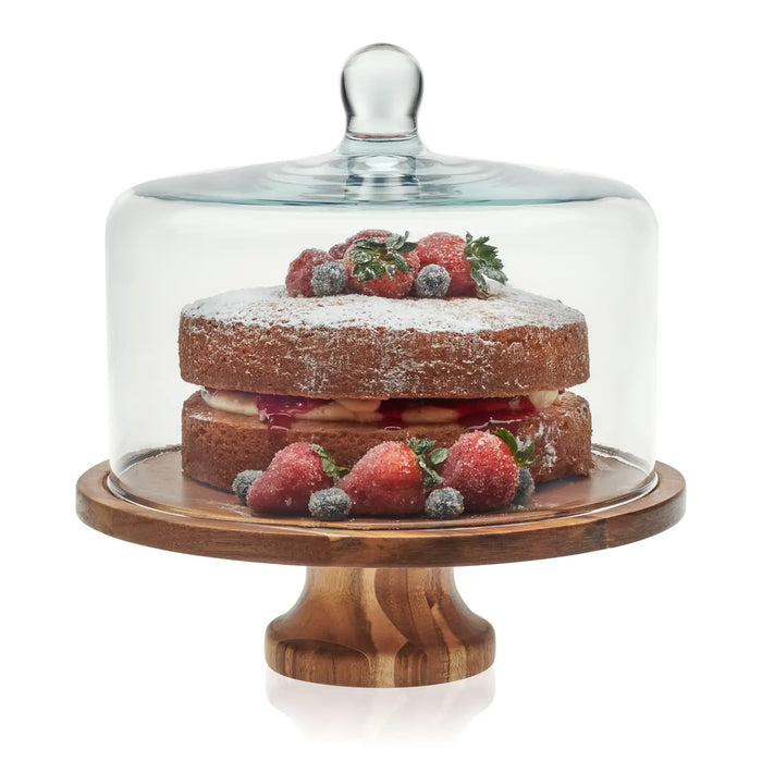 Cake stand with glass dome - footed