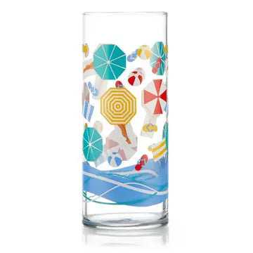 Drinking glass - Vintage beach scene
