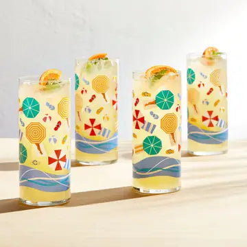 Drinking glass - Vintage beach scene
