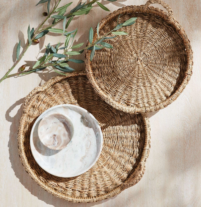 Round serving tray - Rattan