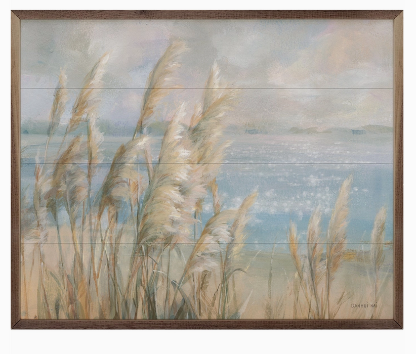Walnut framed print - pampas grass