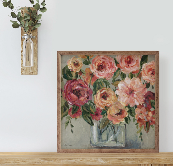 Walnut Framed Print - Painterly Bouquet