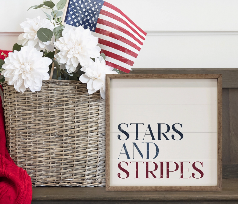 Walnut Framed Print - stars stripes