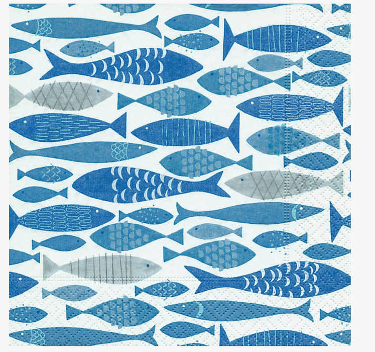 Cocktail napkin - school of fish