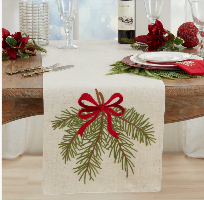 Table Runner - Pine Needle and Bow