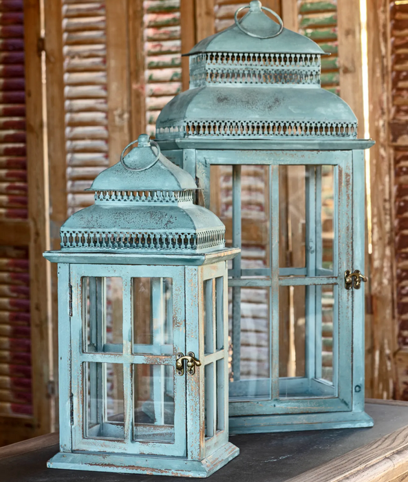 Window pane lantern - blue