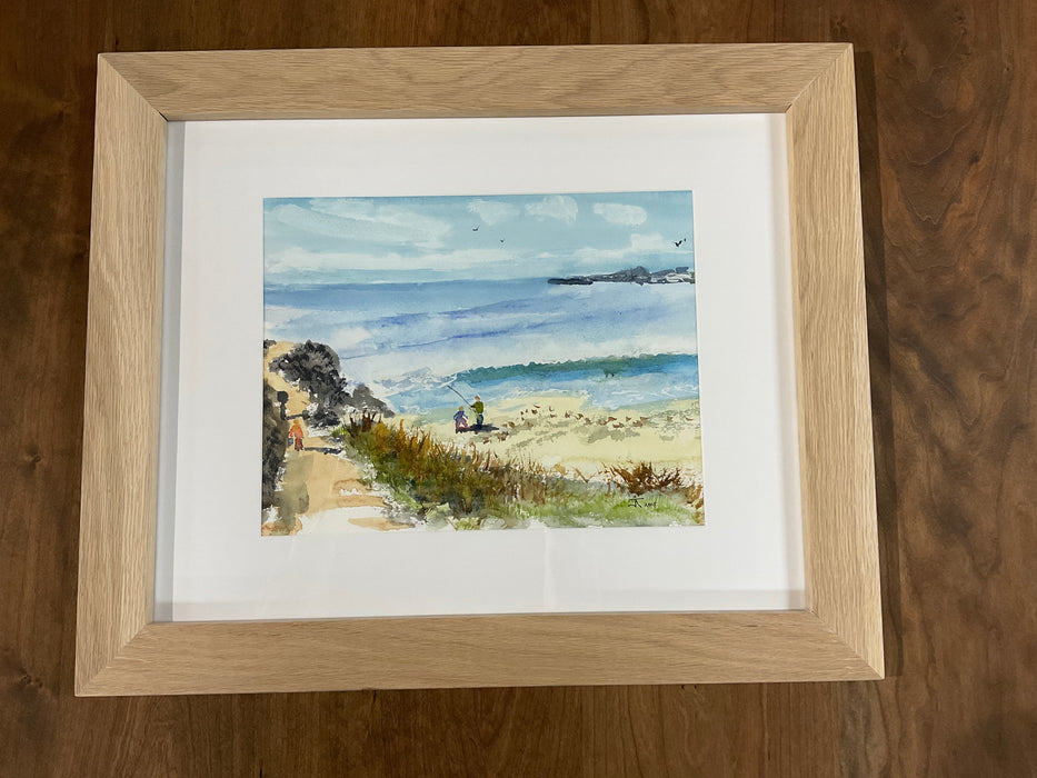 Framed Watercolor - Fishing