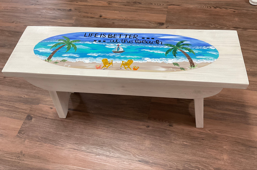 Wood bench Life is better