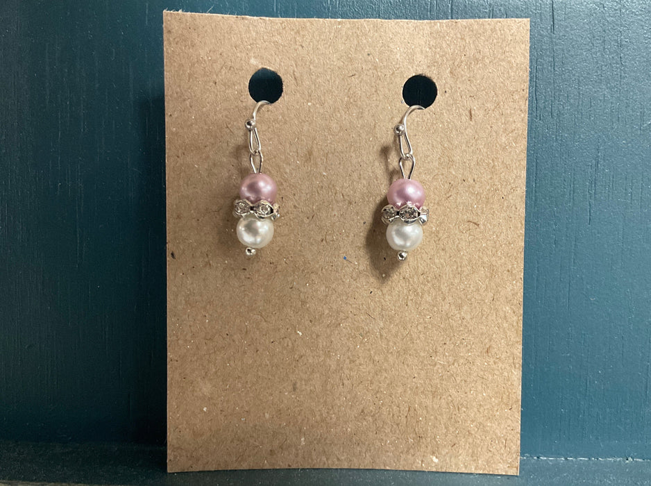 Earrings - double faux pearls