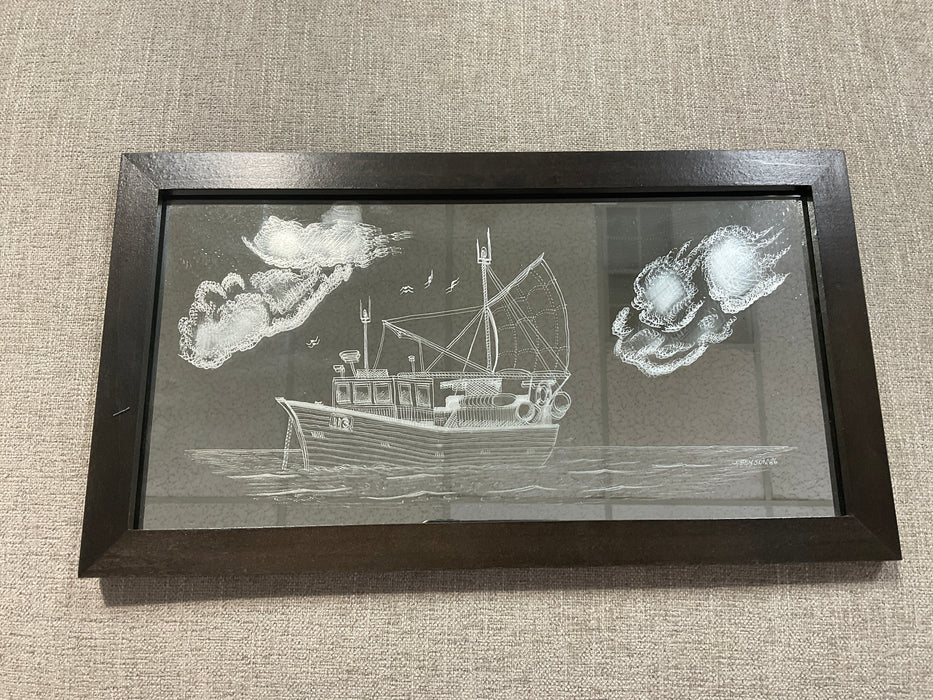 Etched sailboat-mirror