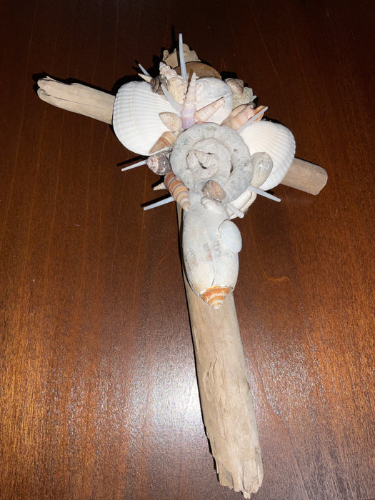 Driftwood shell cross
