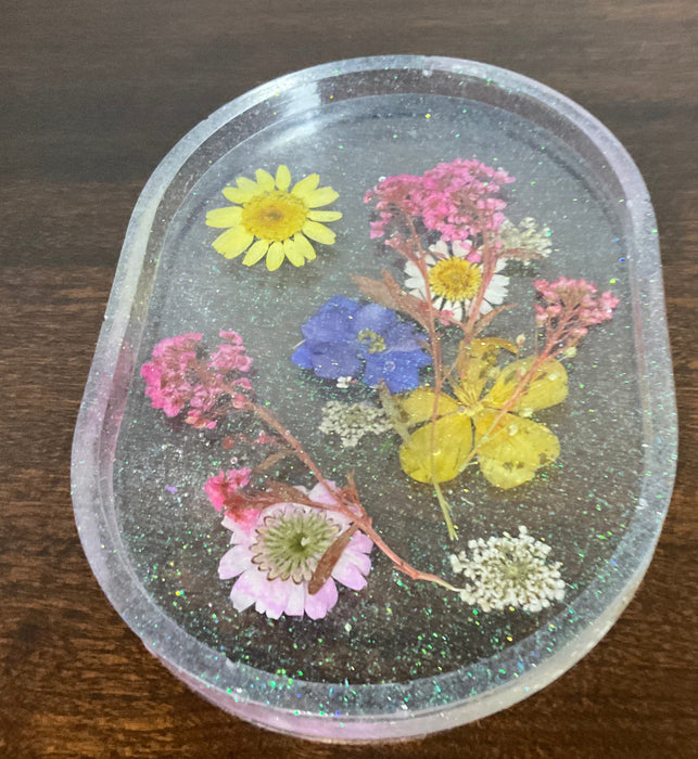 Trinket tray - pressed florals