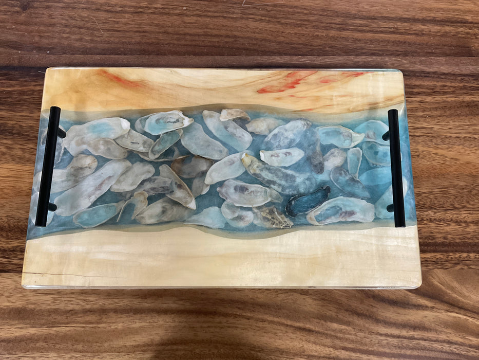 Charcuterie board - oyster shells and wood