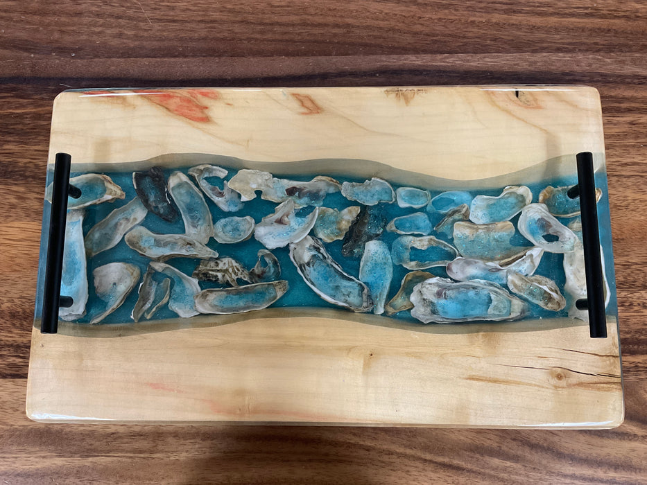 Charcuterie board - oyster shells and wood