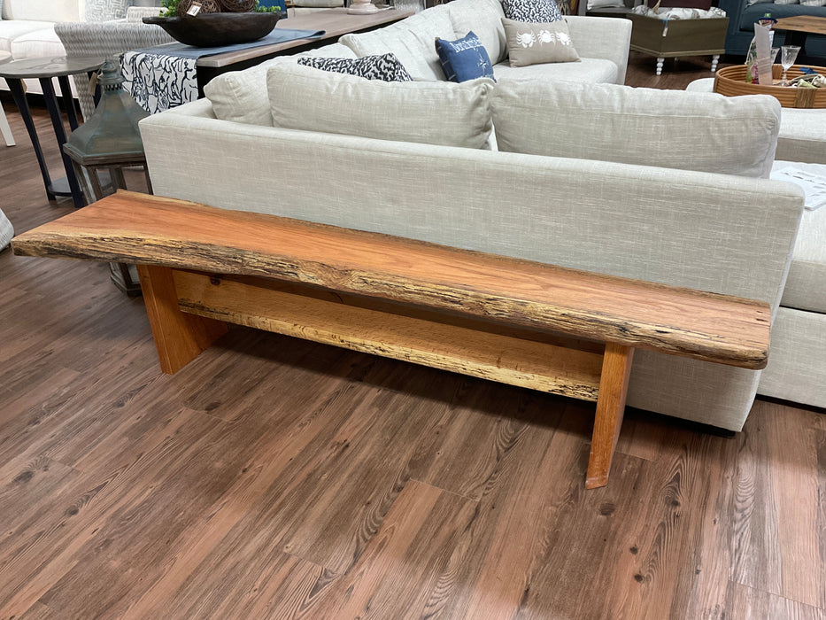 Live edge bench - red oak