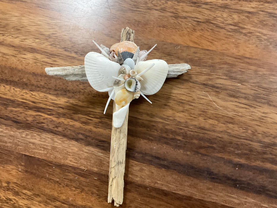 Driftwood shell cross