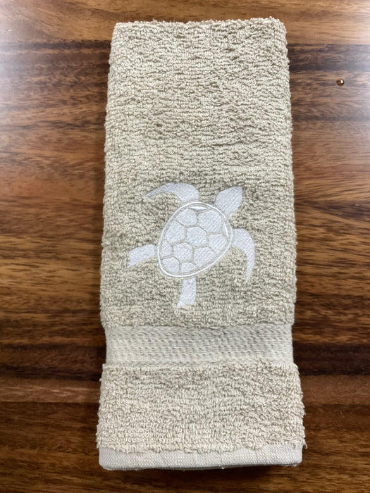 Embroidered hand towel - turtle
