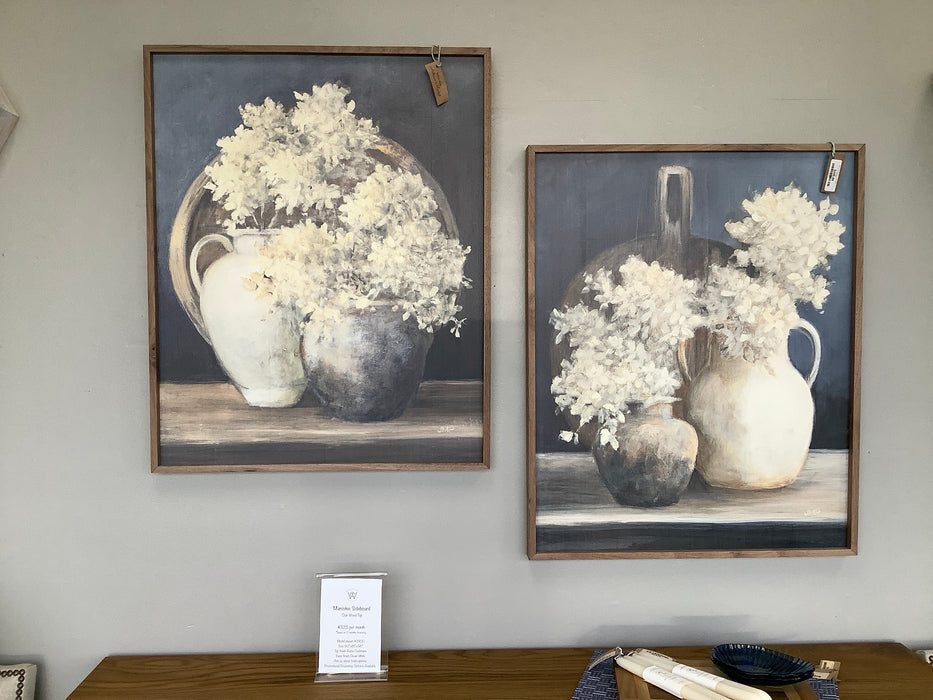 Walnut framed print - Hydrangeas