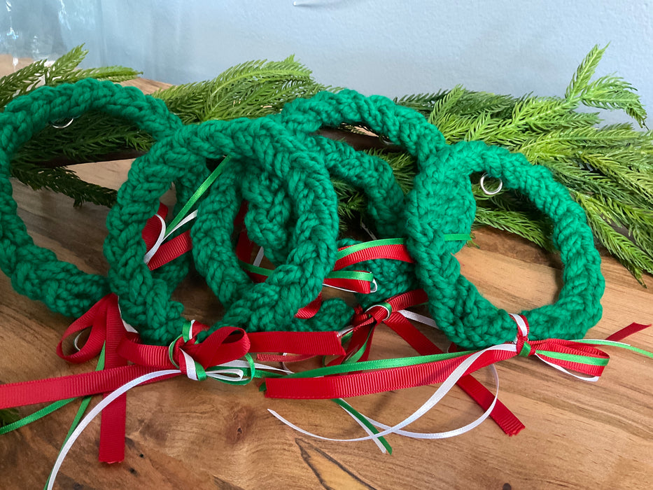 Knitted Christmas Wreath Ornament