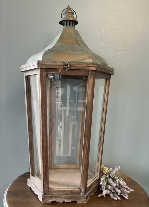 Wood lantern - weathered dark
