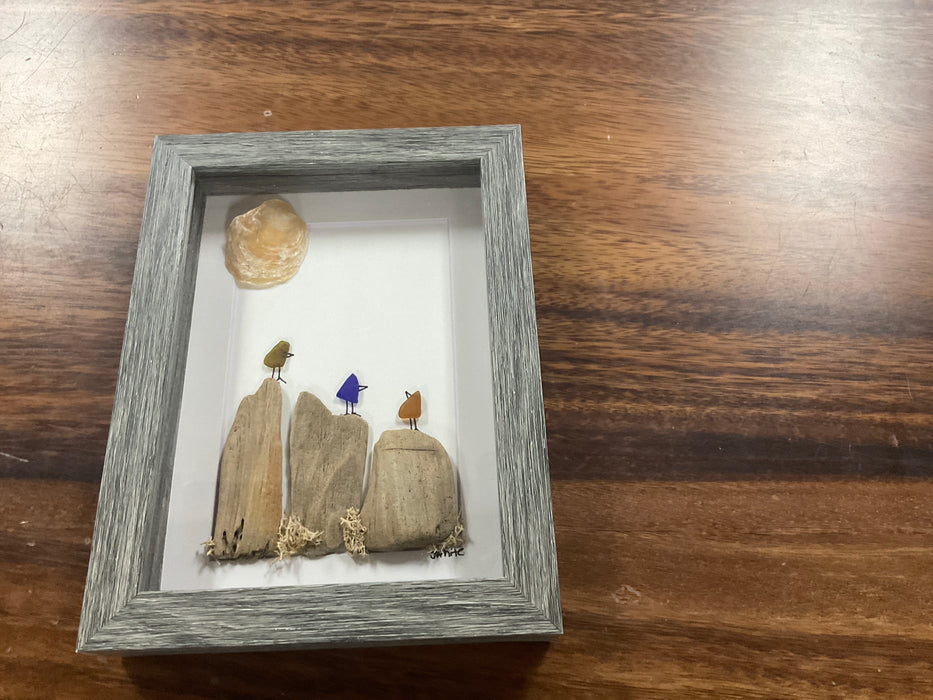Sea glass framed art 5”x7”