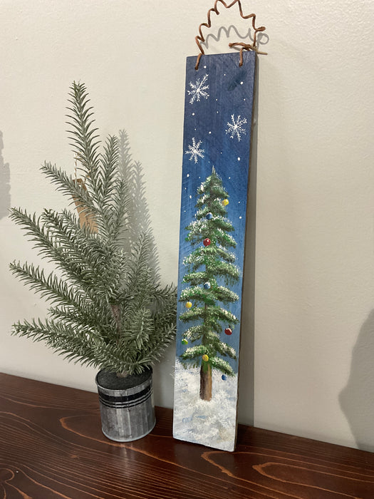 Christmas tree on wood