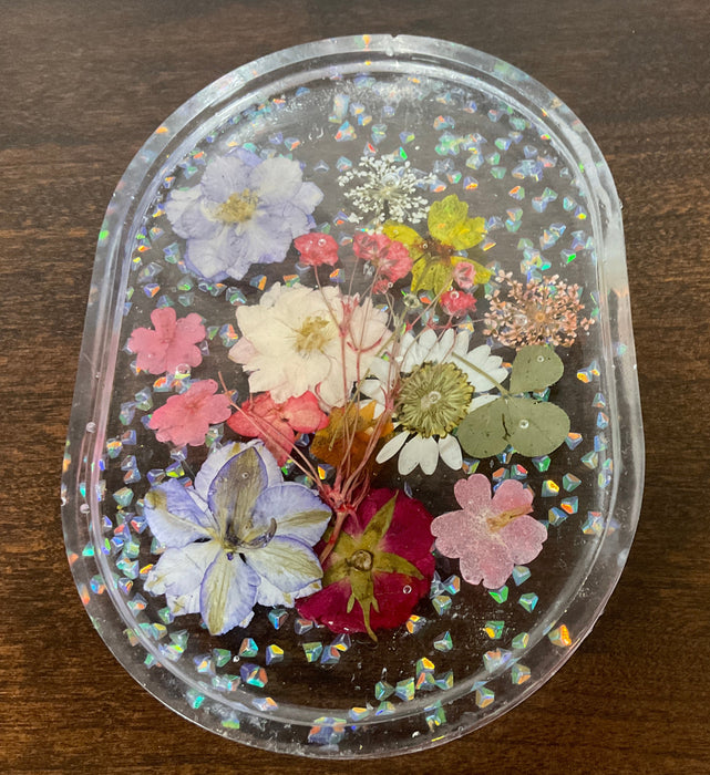 Trinket tray - pressed florals