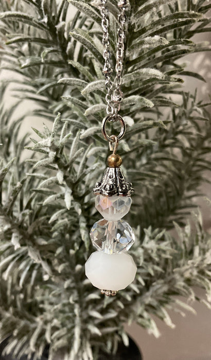 Glass bead snow lady pendant