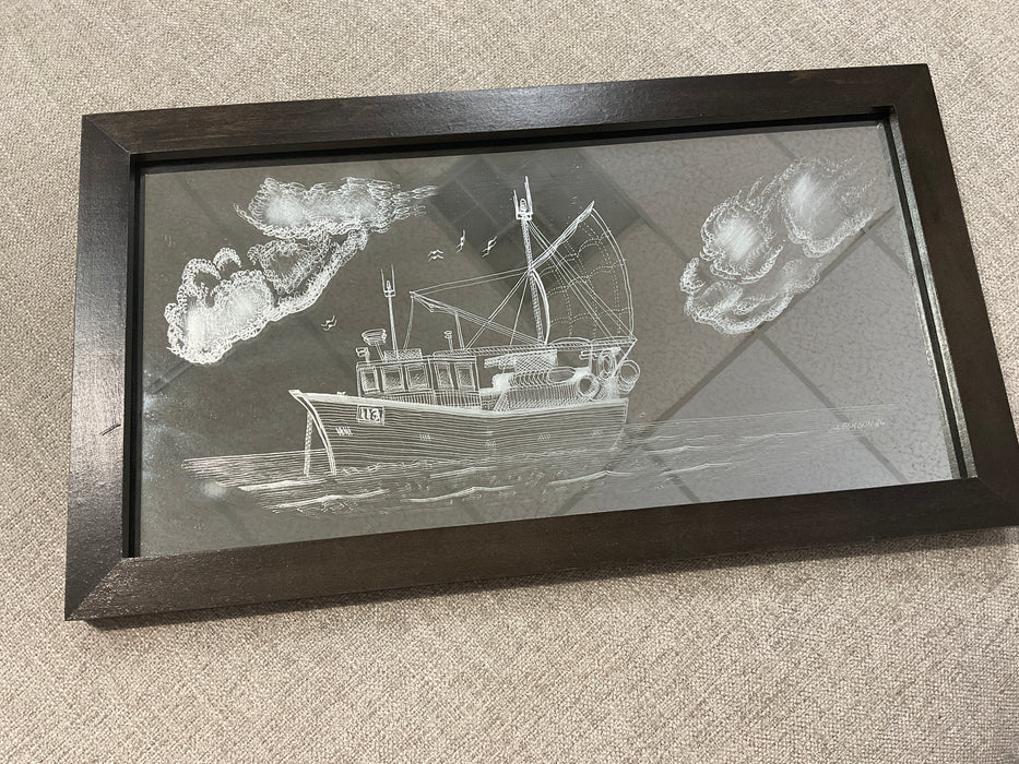 Etched sailboat-mirror