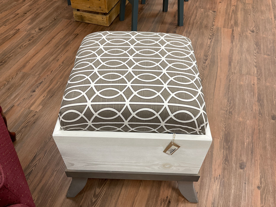 Gray pattern fabric ottoman