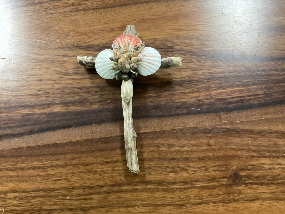 Driftwood shell cross