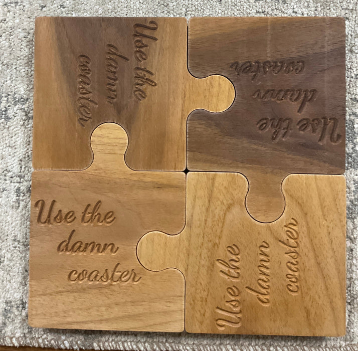 Puzzle Piece Coaster Set - Use the damn coaster