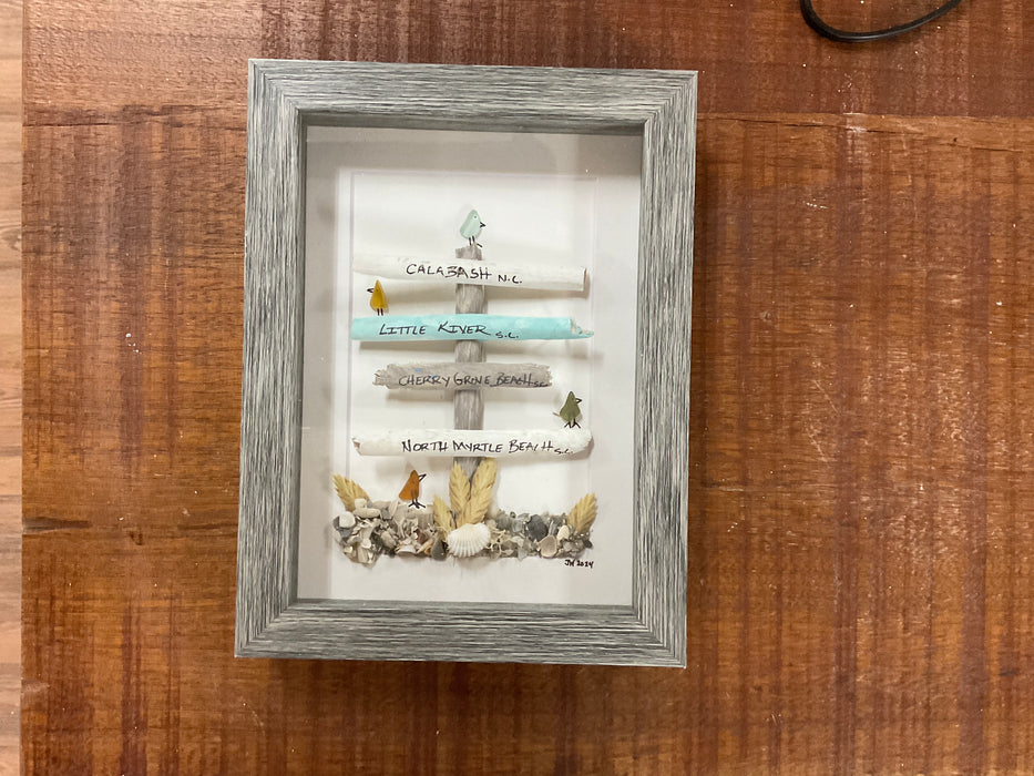 Sea glass framed art 5”x7”