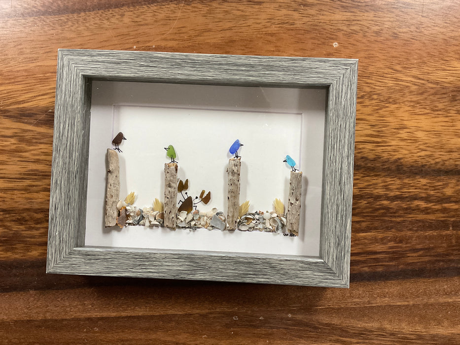 Sea glass framed art 5”x7”