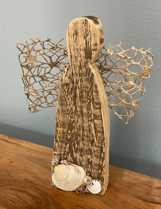Wood angel - mesh bow
