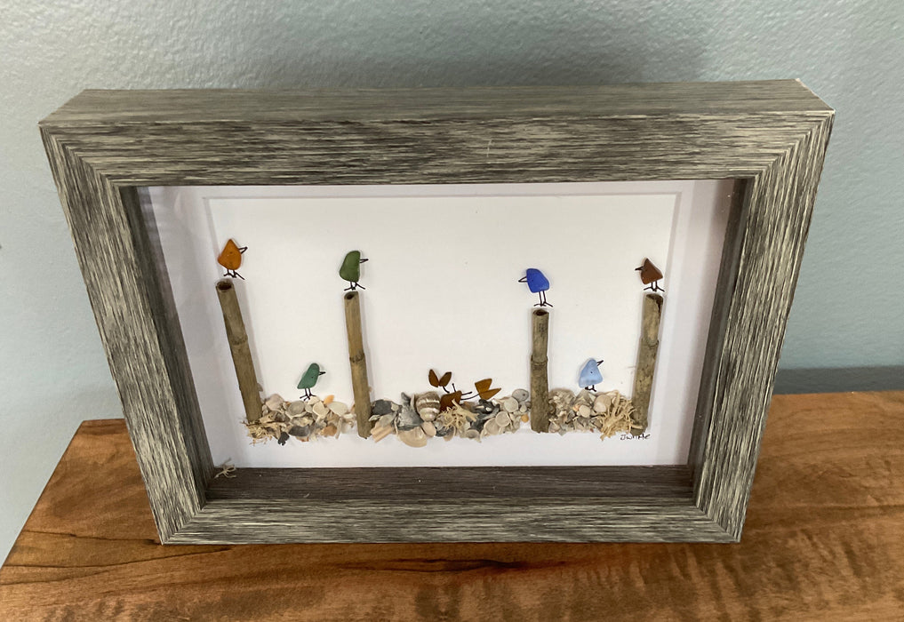 Sea glass framed art 5”x7”