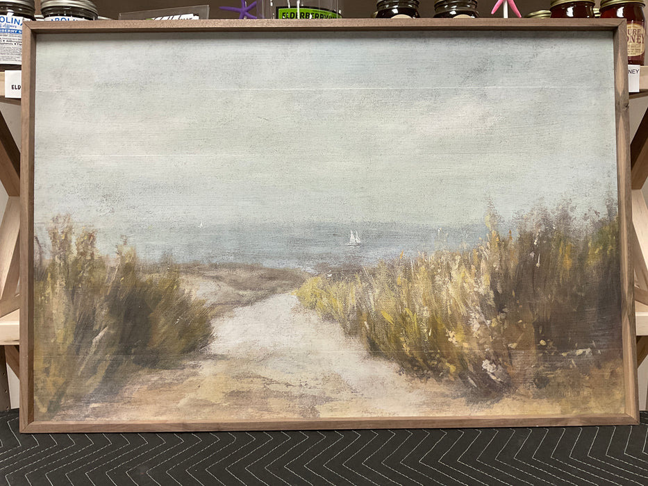 Walnut frame print - Distant Sails