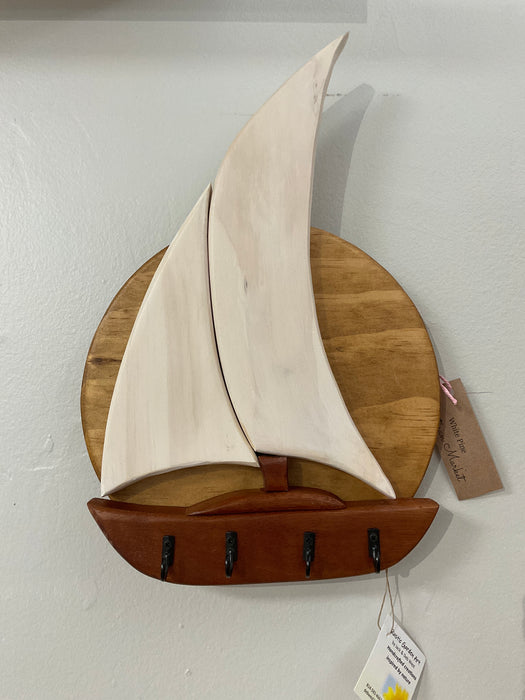 Wood sail boat - wall hanging