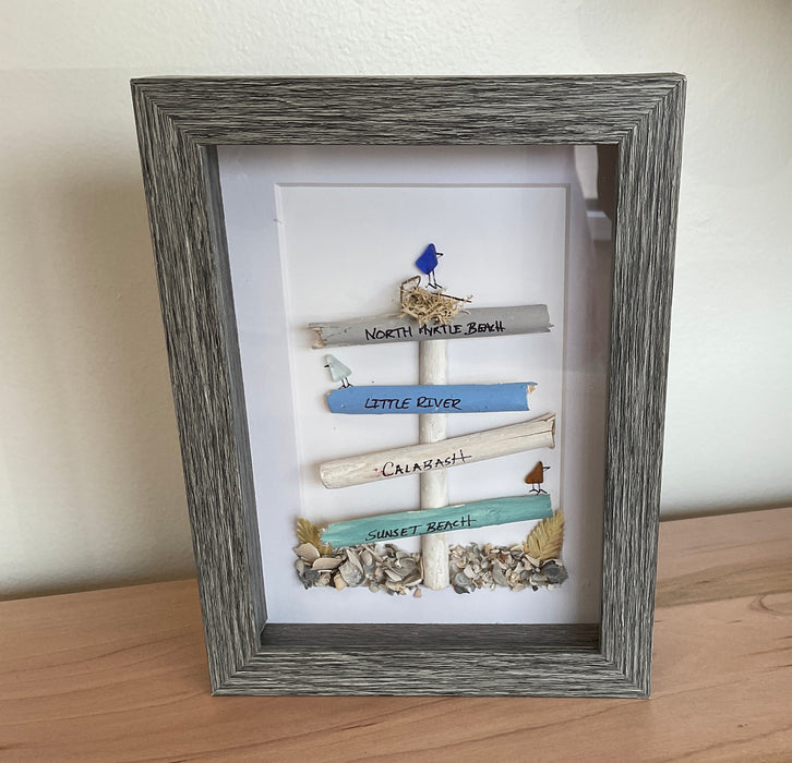 Sea glass framed art 5”x7”