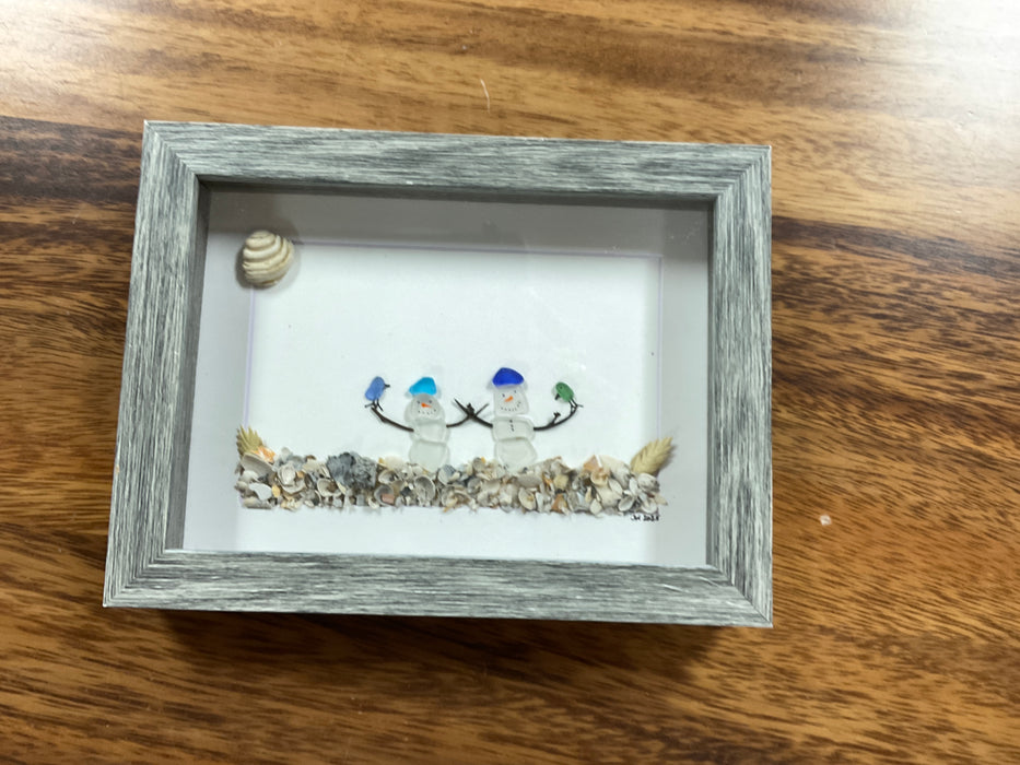 Christmas sea glass art