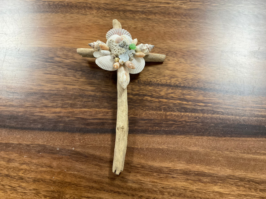 Driftwood shell cross