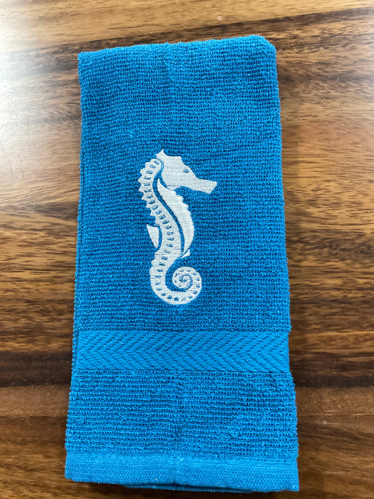 Embroidered hand towel seahorse