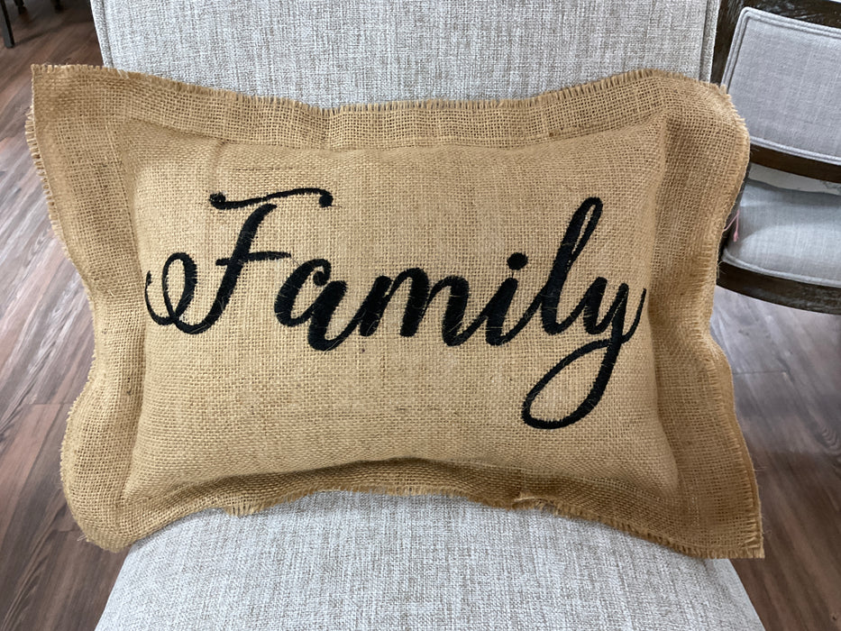 Burlap pillow oblong - Family