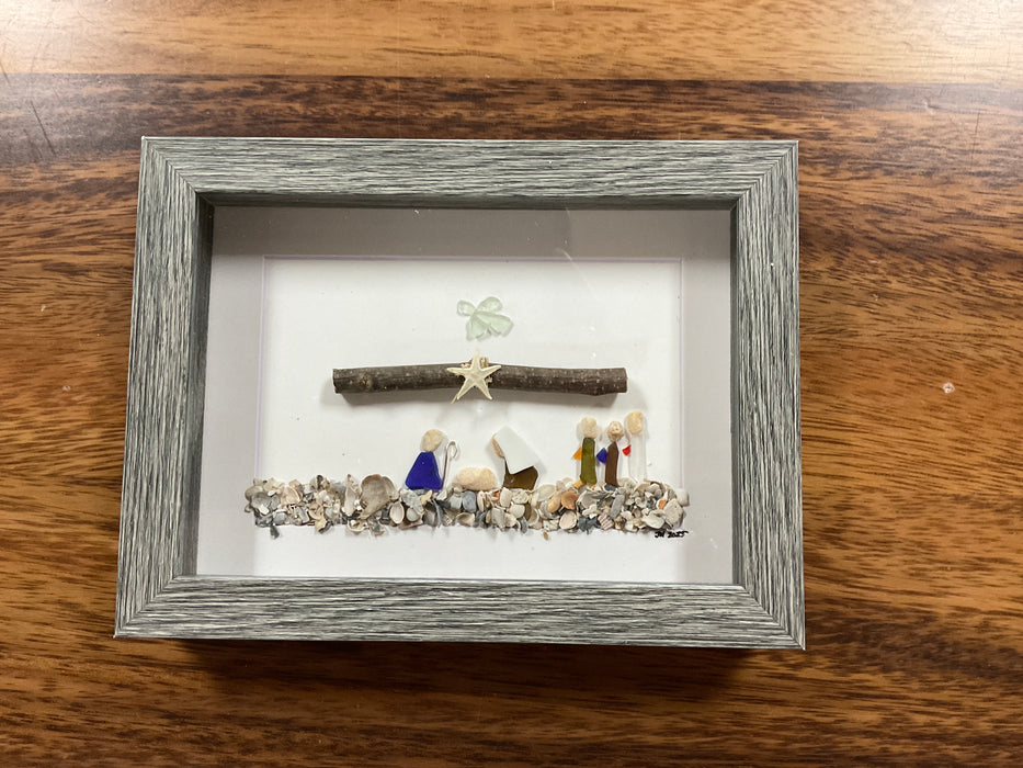 Christmas sea glass art