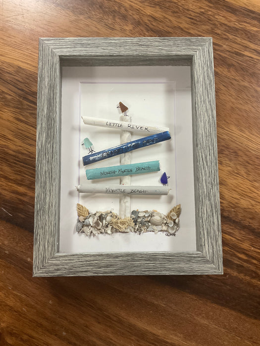 Sea glass framed art 5”x7”