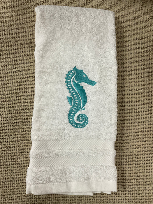 Embroidered hand towel seahorse